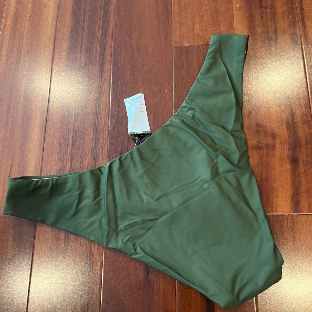 J.Crew Green Bikini Bottom Swim Olive Safari Solid BC125 New Size Medium - Picture 3 of 4